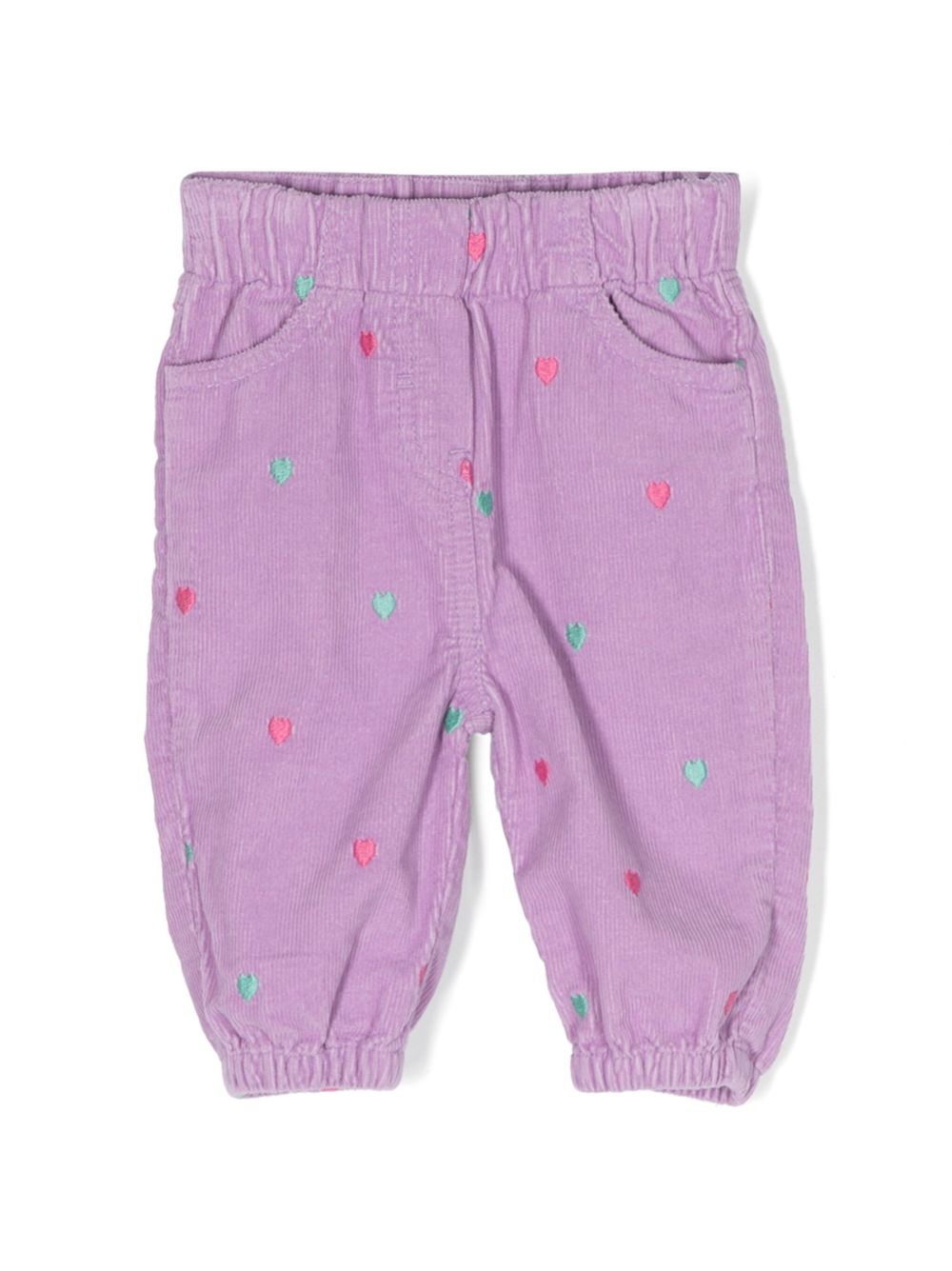 Stella McCartney Kids 刺绣心形灯芯绒长裤 - 紫色