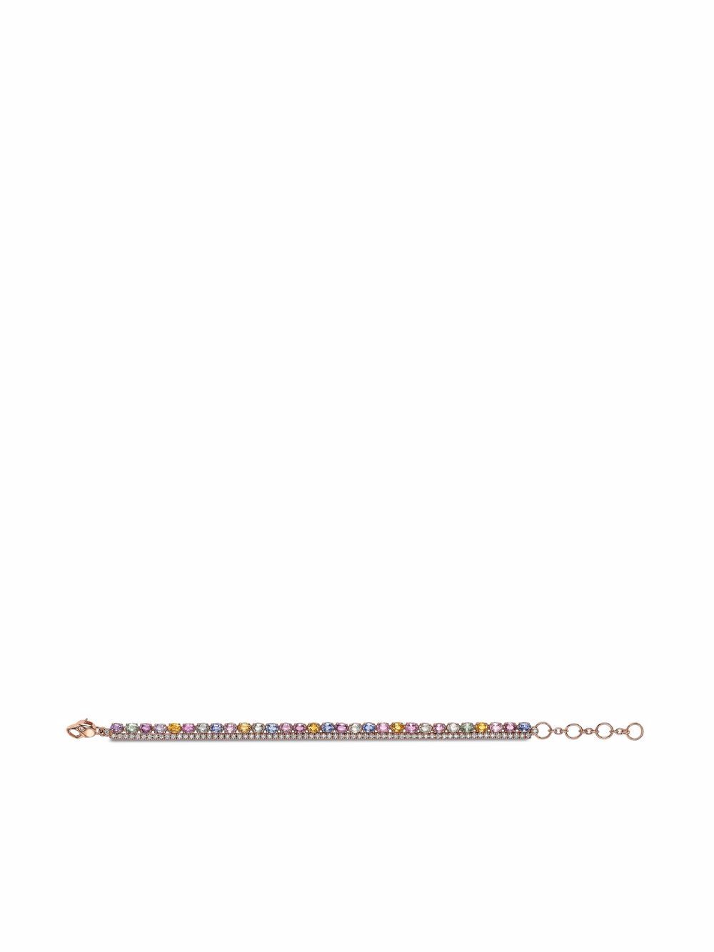 Pragnell 18K玫瑰金彩虹蓝宝石钻石手链 - 粉色