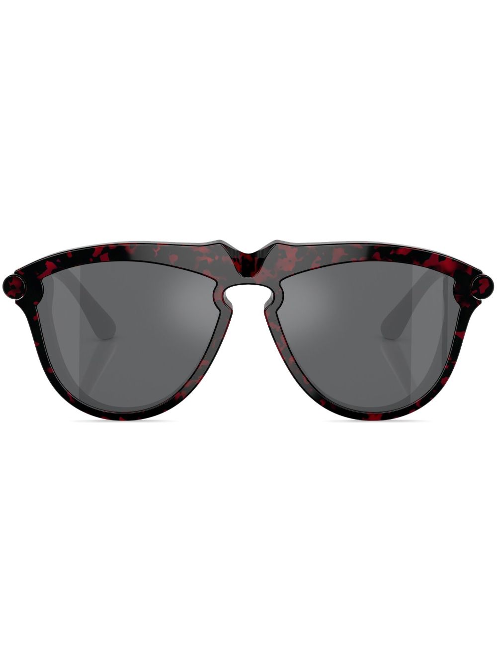 Burberry Eyewear 玳瑁纹效果圆框太阳眼镜 - 红色