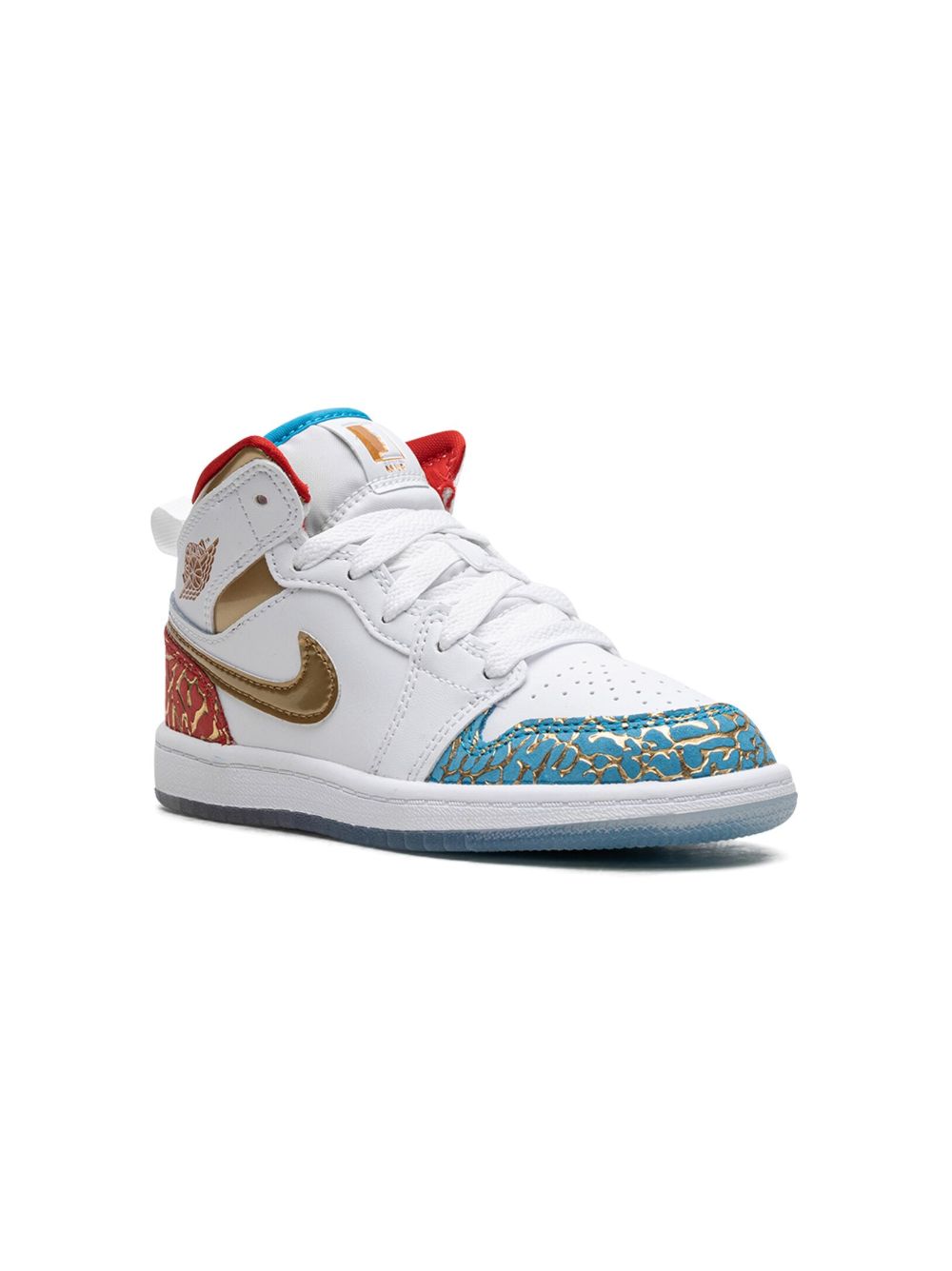 Jordan Kids Air Jordan 1 Mid UNC to CHI 运动鞋 - 白色