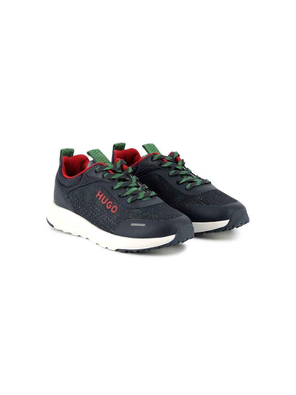 HUGO KIDS abstract-print sneakers - 蓝色