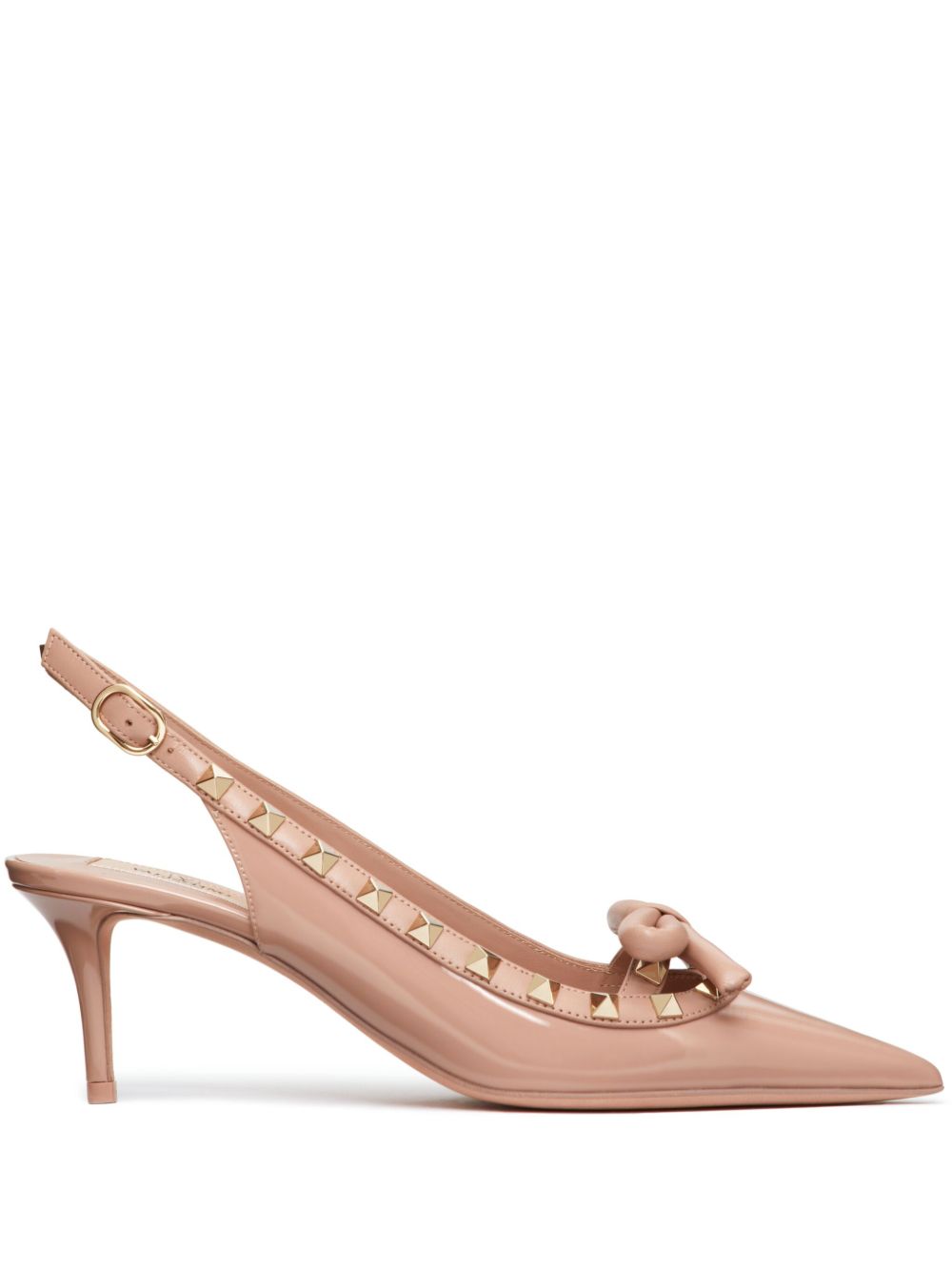 Valentino Garavani Rockstud Bow 亮面裹踝中跟鞋 - 中性色
