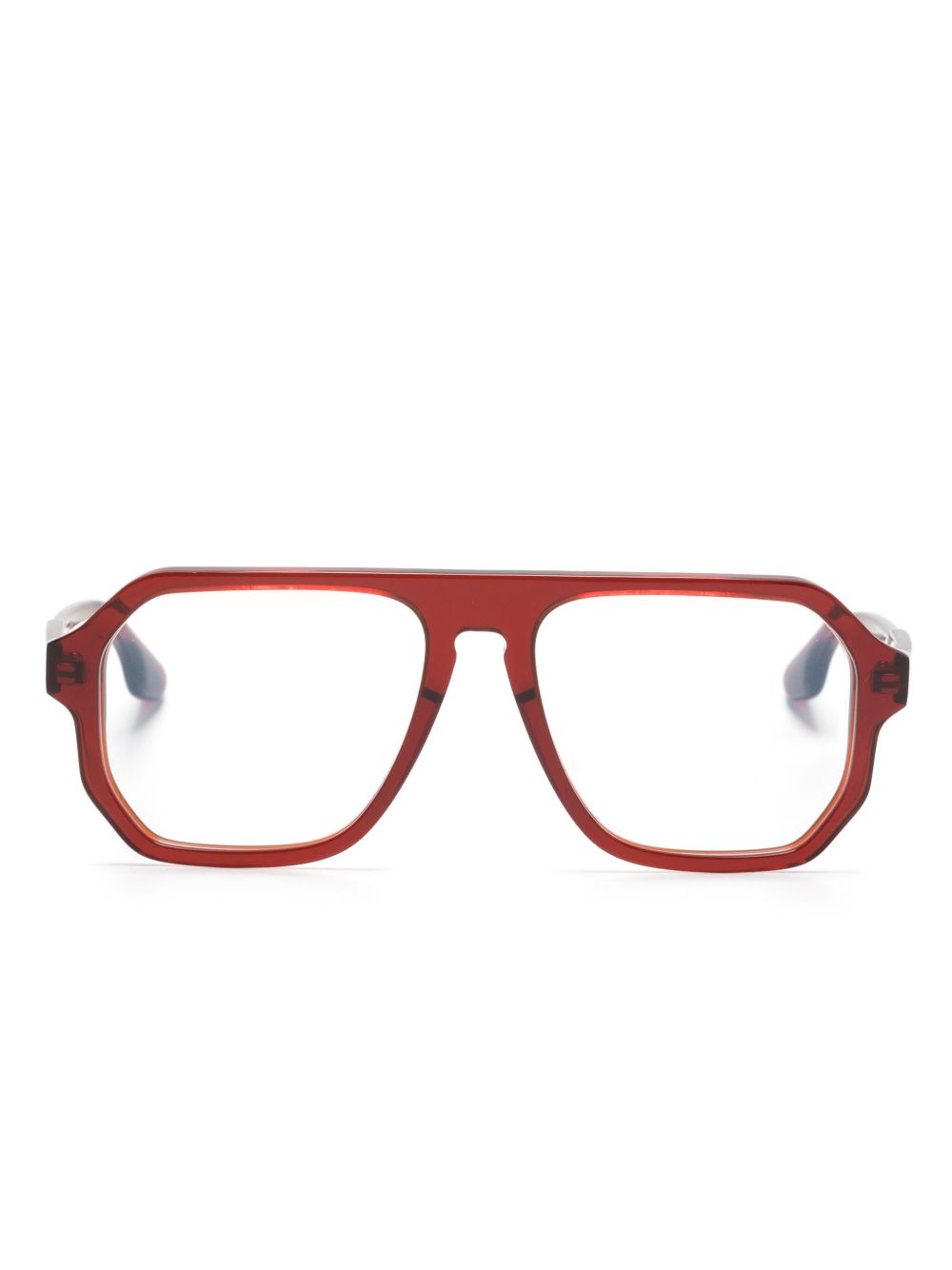 Victoria Beckham Eyewear 飞行员镜框透明镜片眼镜 - 红色