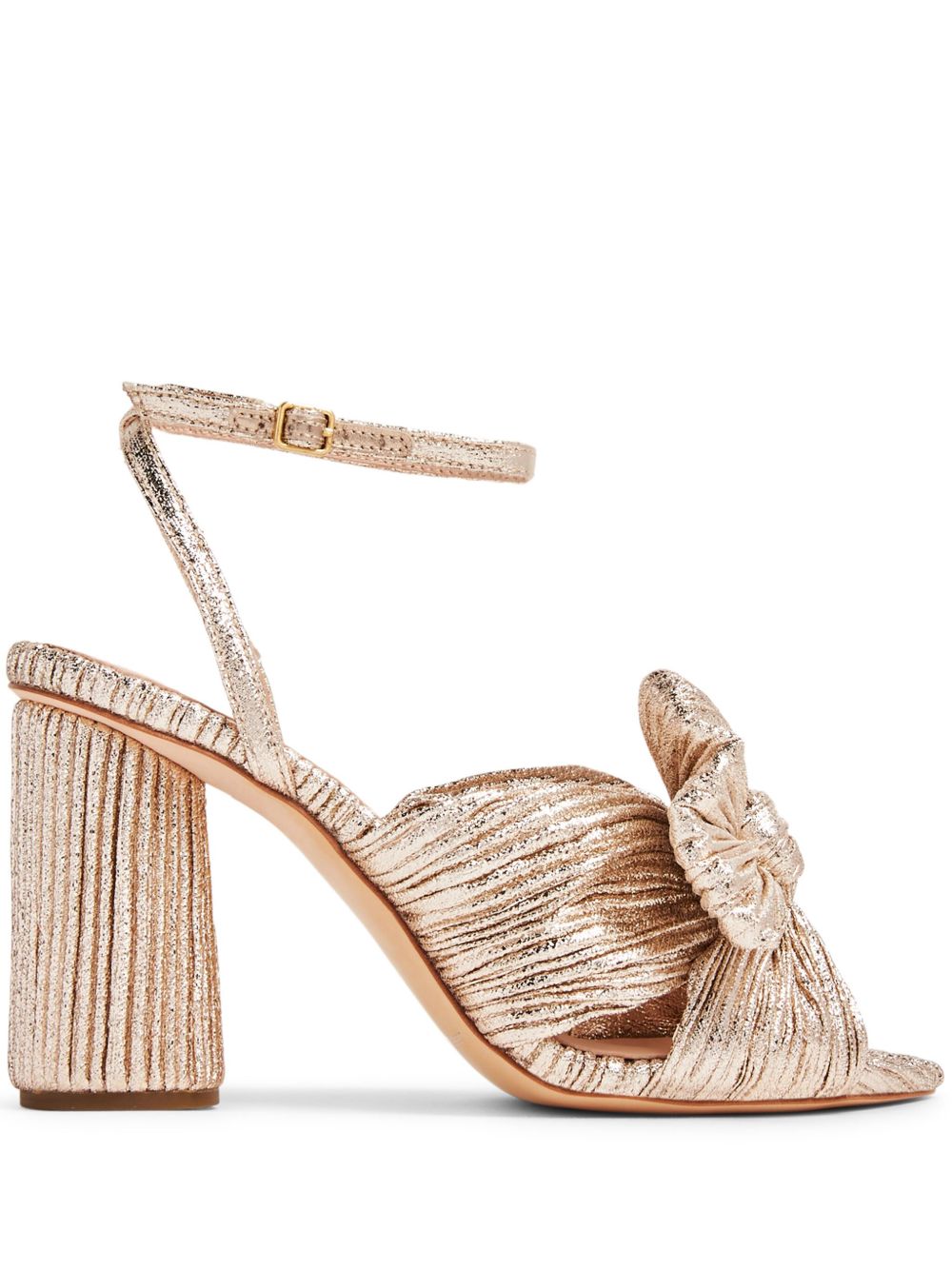 Loeffler Randall Camellia 褶饰结饰高跟凉鞋 - 金色