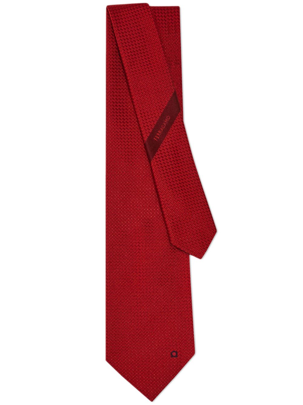 Ferragamo 迷你logo刺绣领带 - 红色
