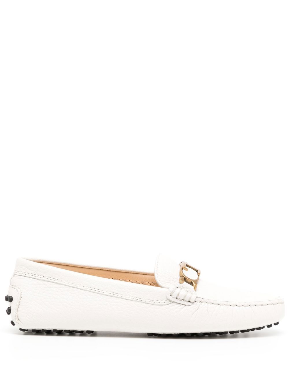 Tod's logo标牌皮质乐福鞋 - 白色