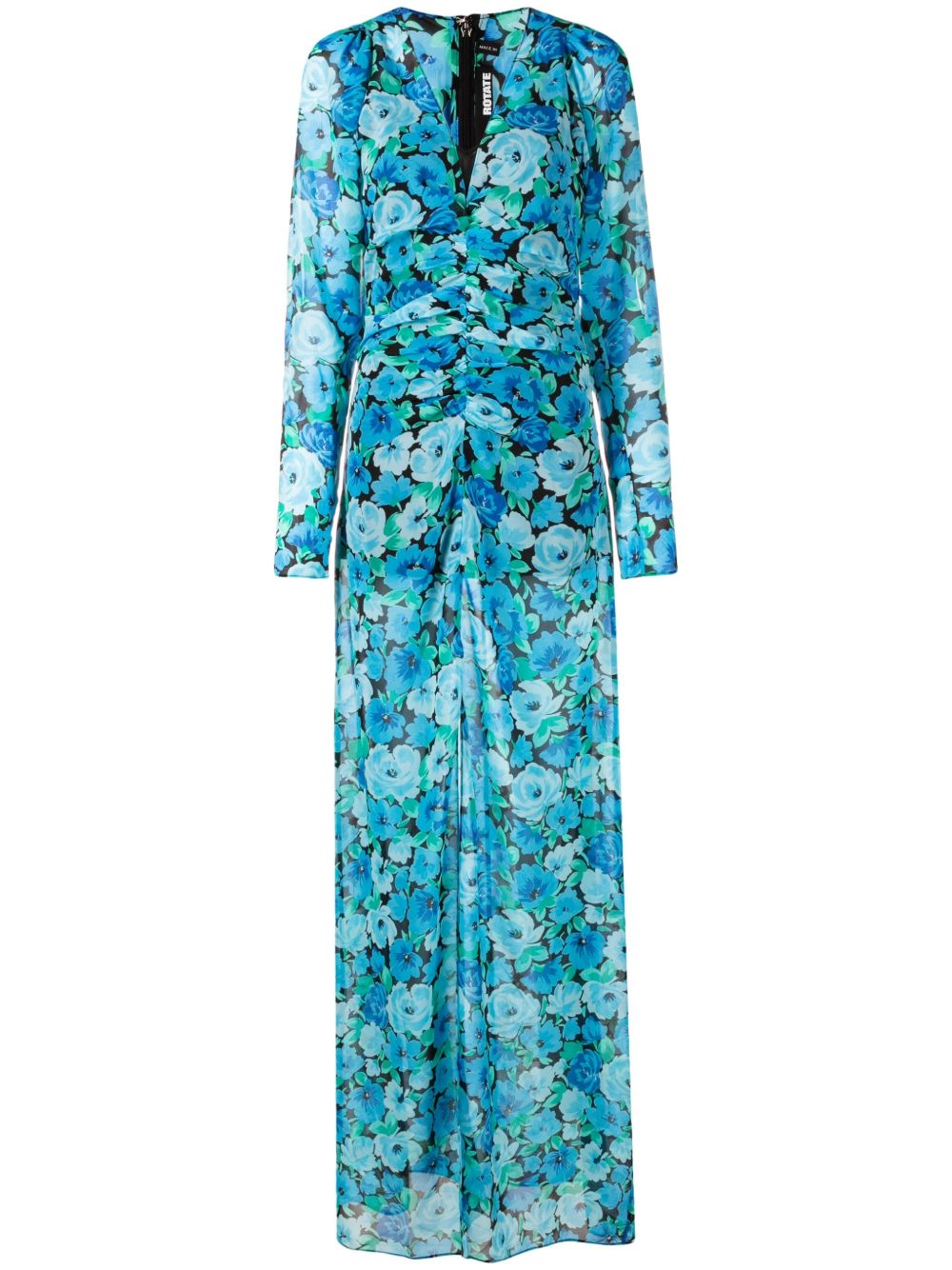 ROTATE BIRGER CHRISTENSEN 花卉印花超长连衣裙 - 蓝色