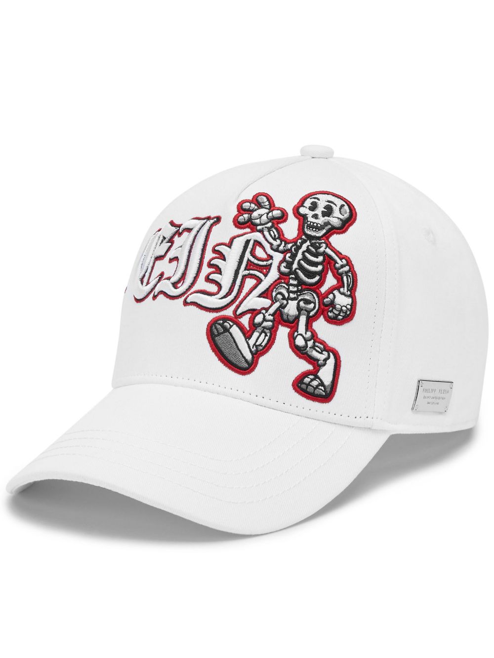 Philipp Plein Skeleton 刺绣棒球帽 - 白色