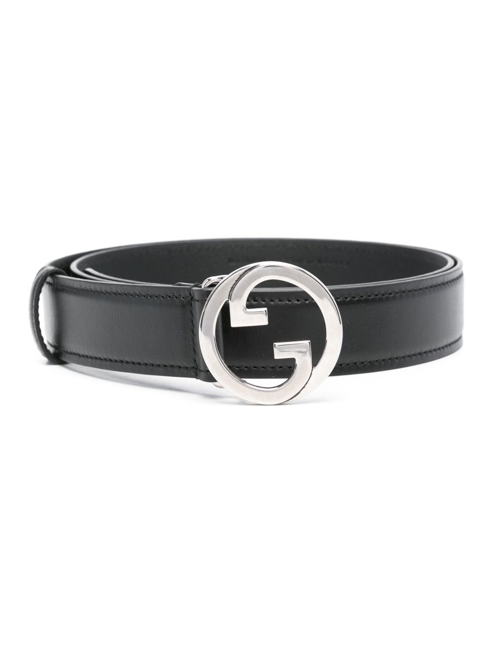 Gucci Blondie Interlocking G 皮质腰带 - 黑色