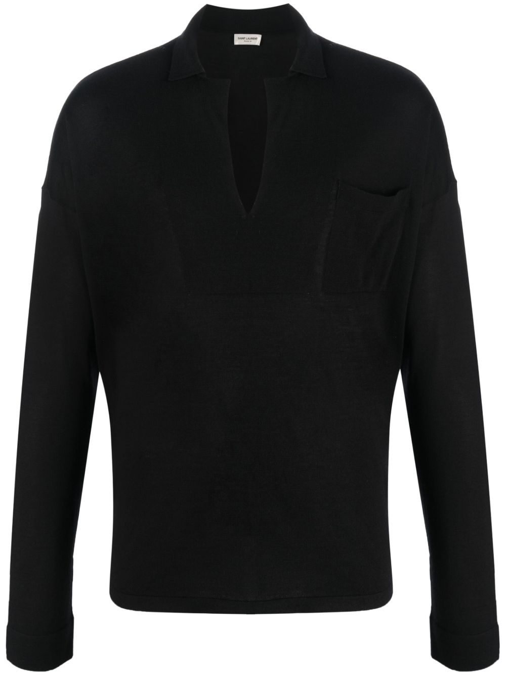 Saint Laurent V领长袖卫衣 - 黑色