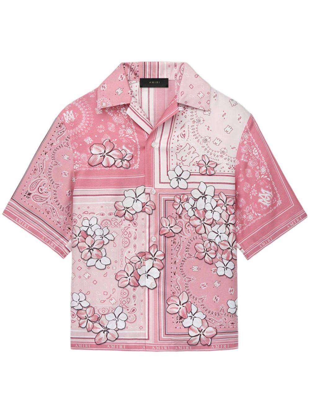 AMIRI 头巾印花花卉保龄球衬衫 - 粉色