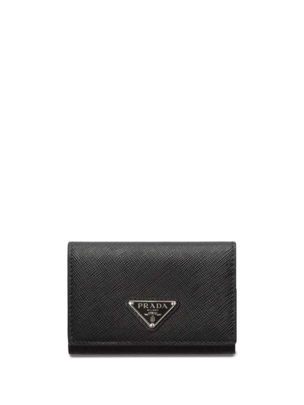 Prada 三角形logo皮质卡夹 - 黑色