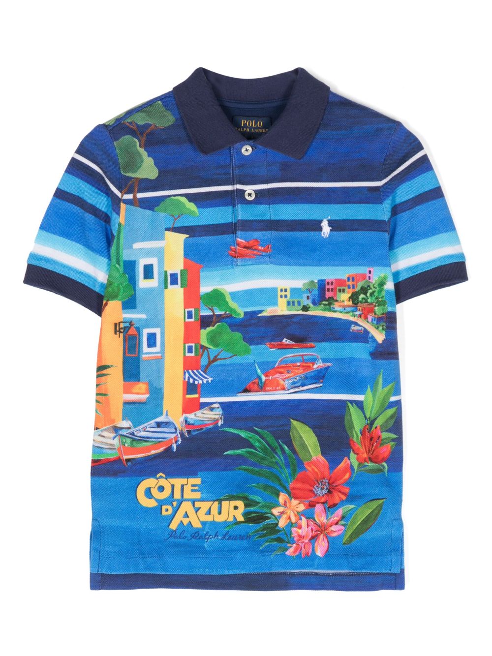 POLO RALPH LAUREN KIDS Polo Pony 图案polo衫 - 蓝色