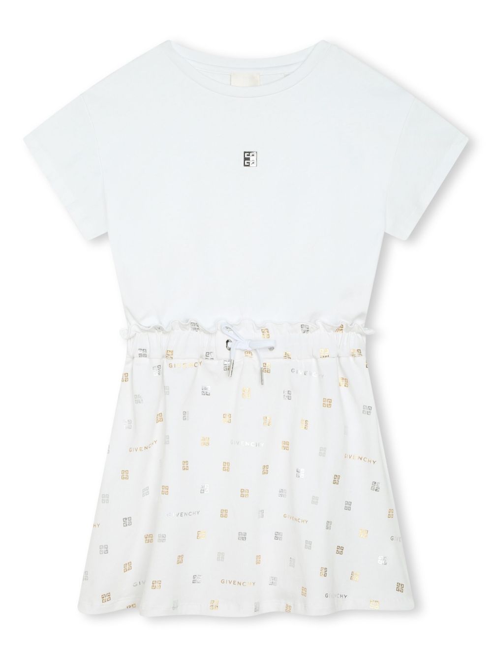 Givenchy Kids 4G 图案棉连衣裙 - 白色