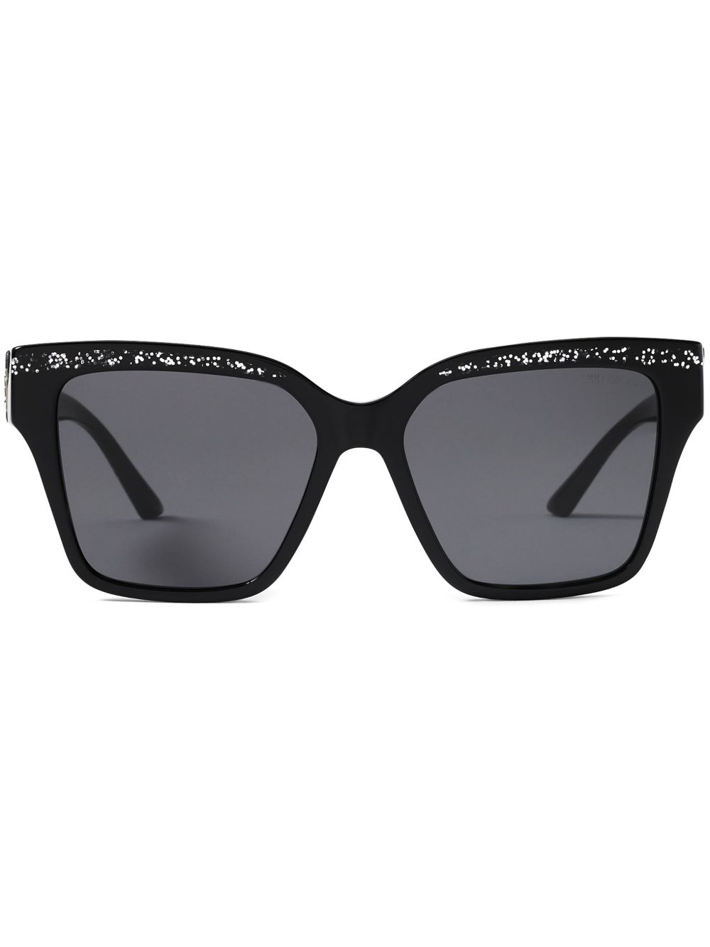 Jimmy Choo Eyewear 亮片金葱方框太阳眼镜 - 黑色
