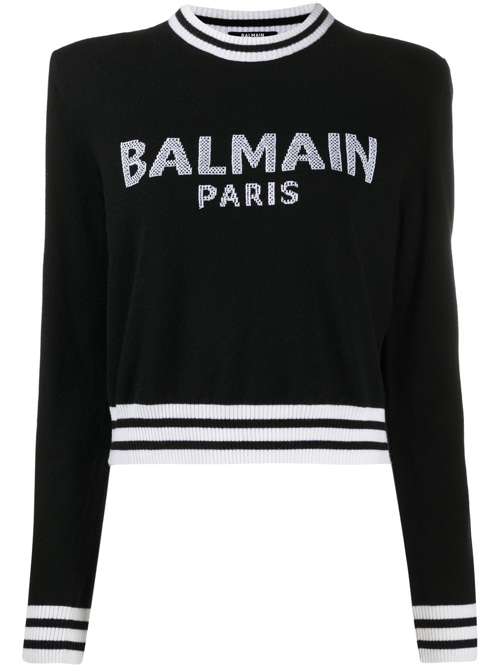 Balmain 巴尔曼 logo嵌花针织毛衣 - 黑色