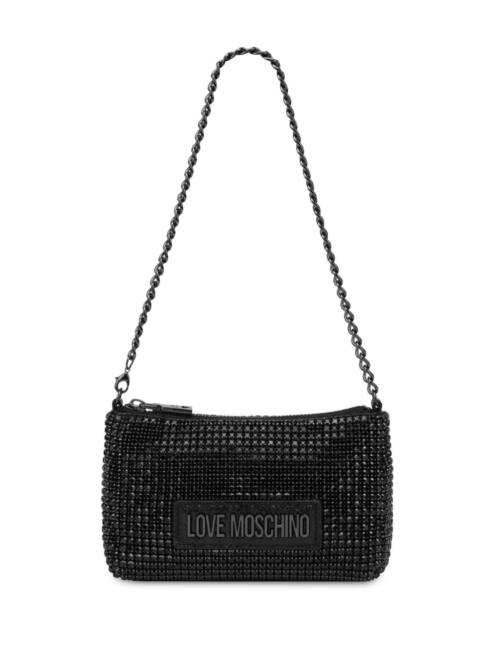 Love Moschino 晶饰单肩包 - 黑色