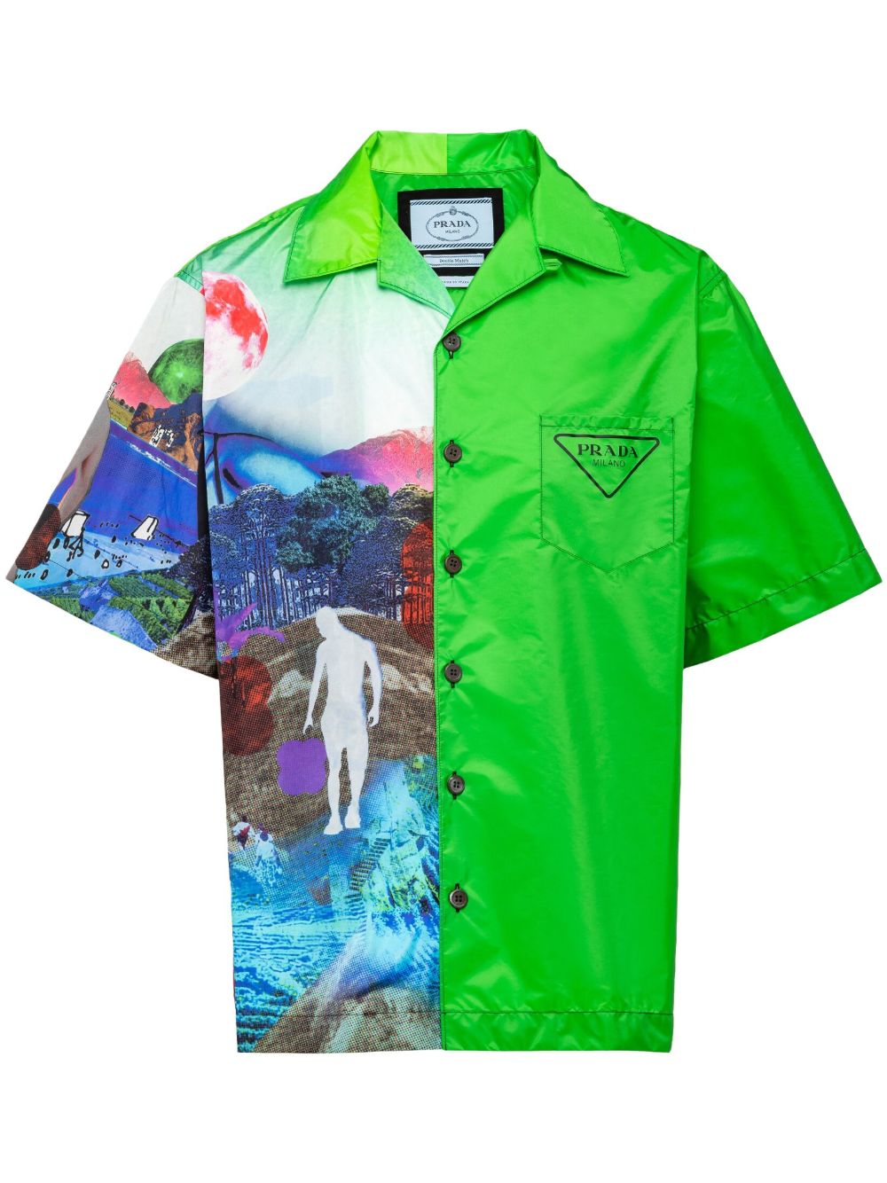 Prada Double Match Re-Nylon 保龄球衬衫 - 绿色