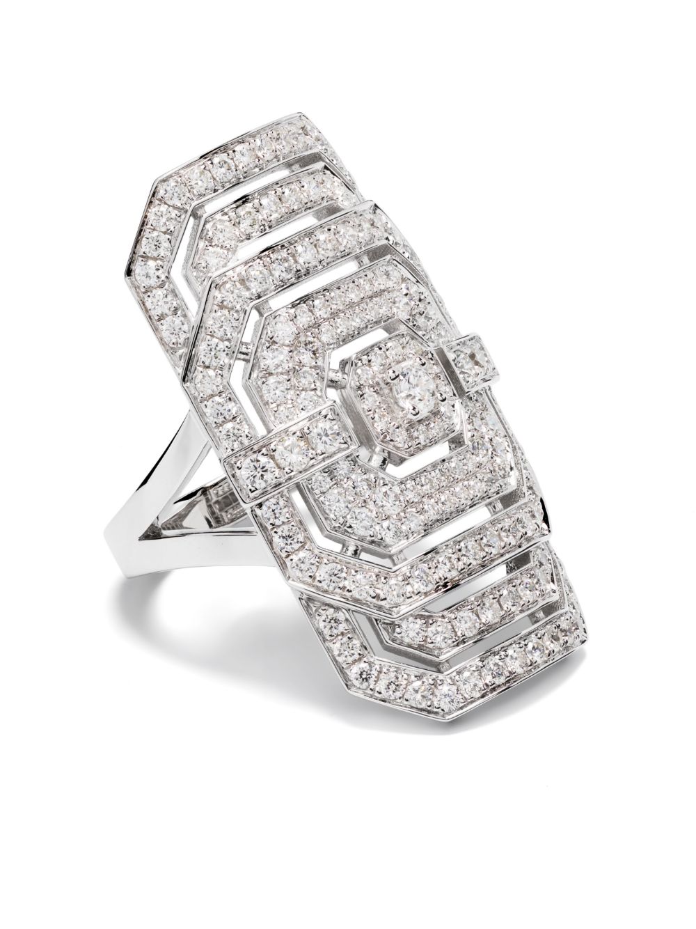 STATEMENT PARIS Ring My Way XXL 纯银钻石鸡尾酒戒指 - 银色