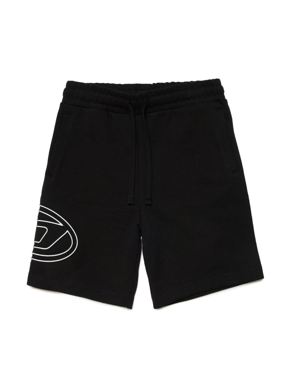 Diesel Kids Pcurvebigoval logo印花棉短裤 - 黑色