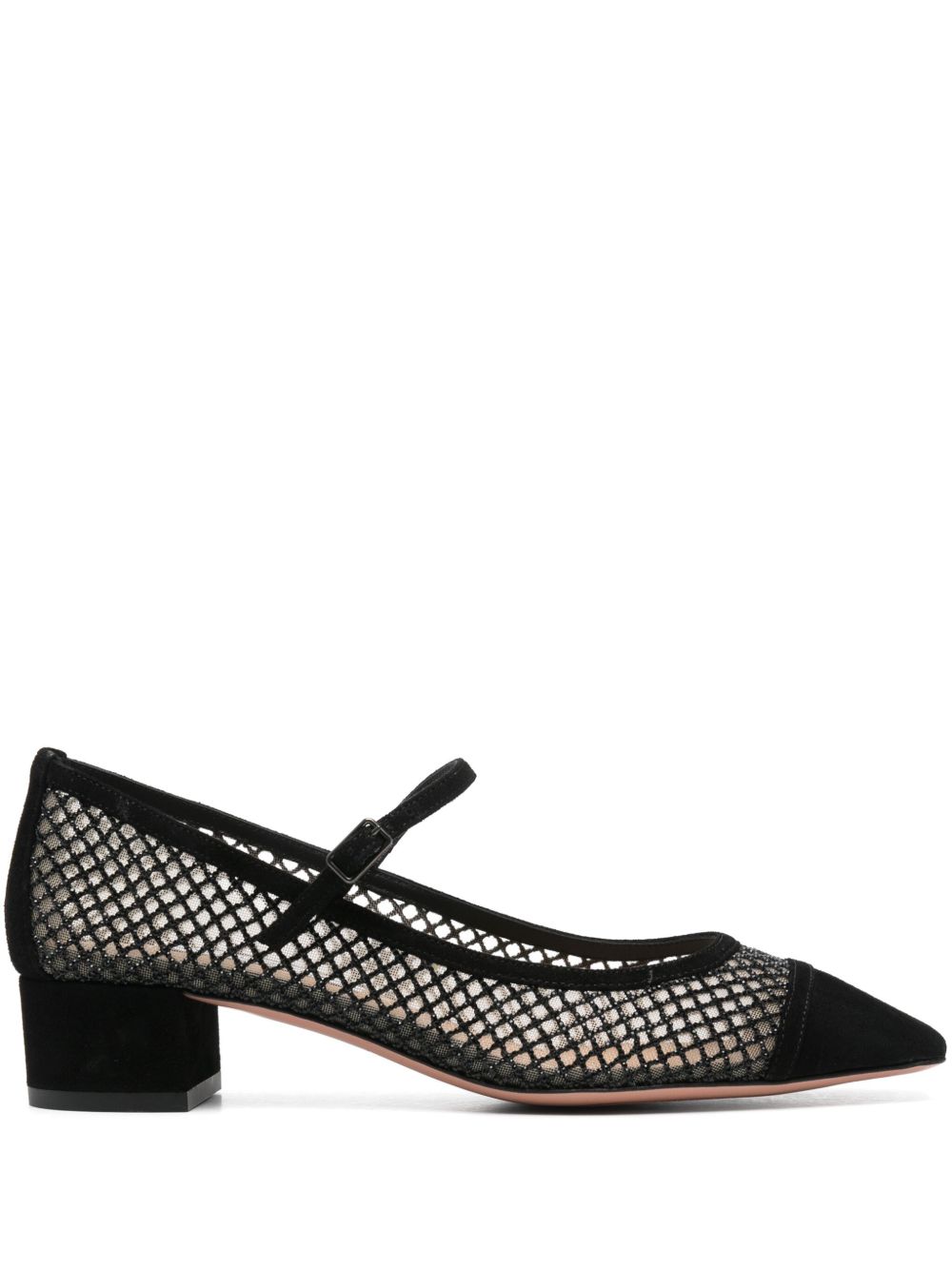 Aquazzura 网纱设计低跟鞋（3.5厘米） - 黑色