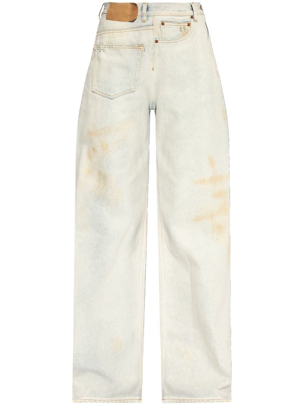 MM6 Maison Margiela 仿旧阔腿牛仔裤 - 蓝色