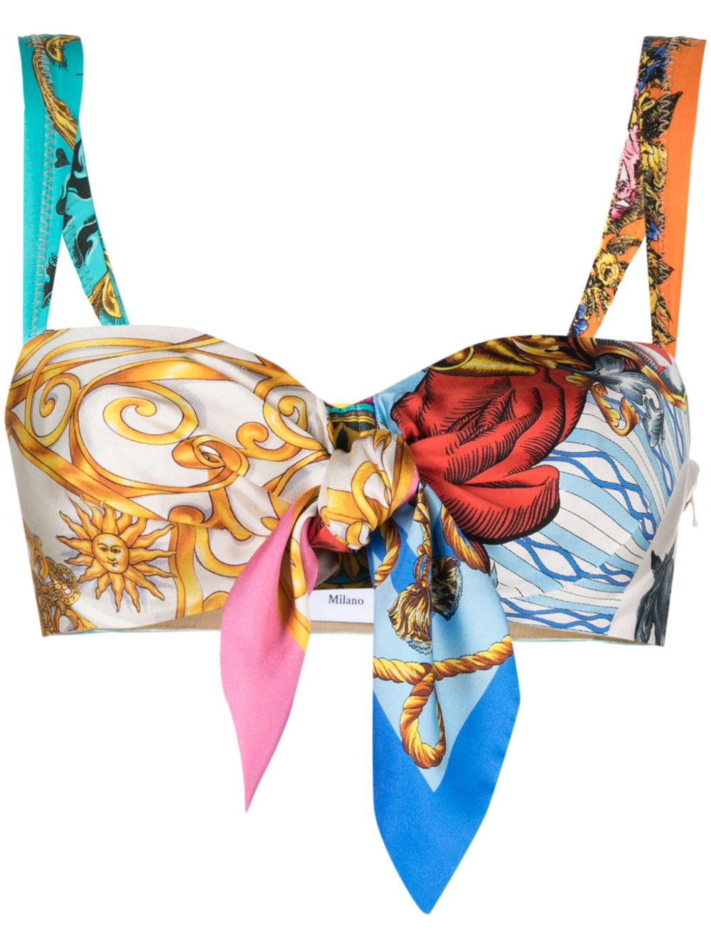 Moschino 混合印花真丝文胸 - 白色