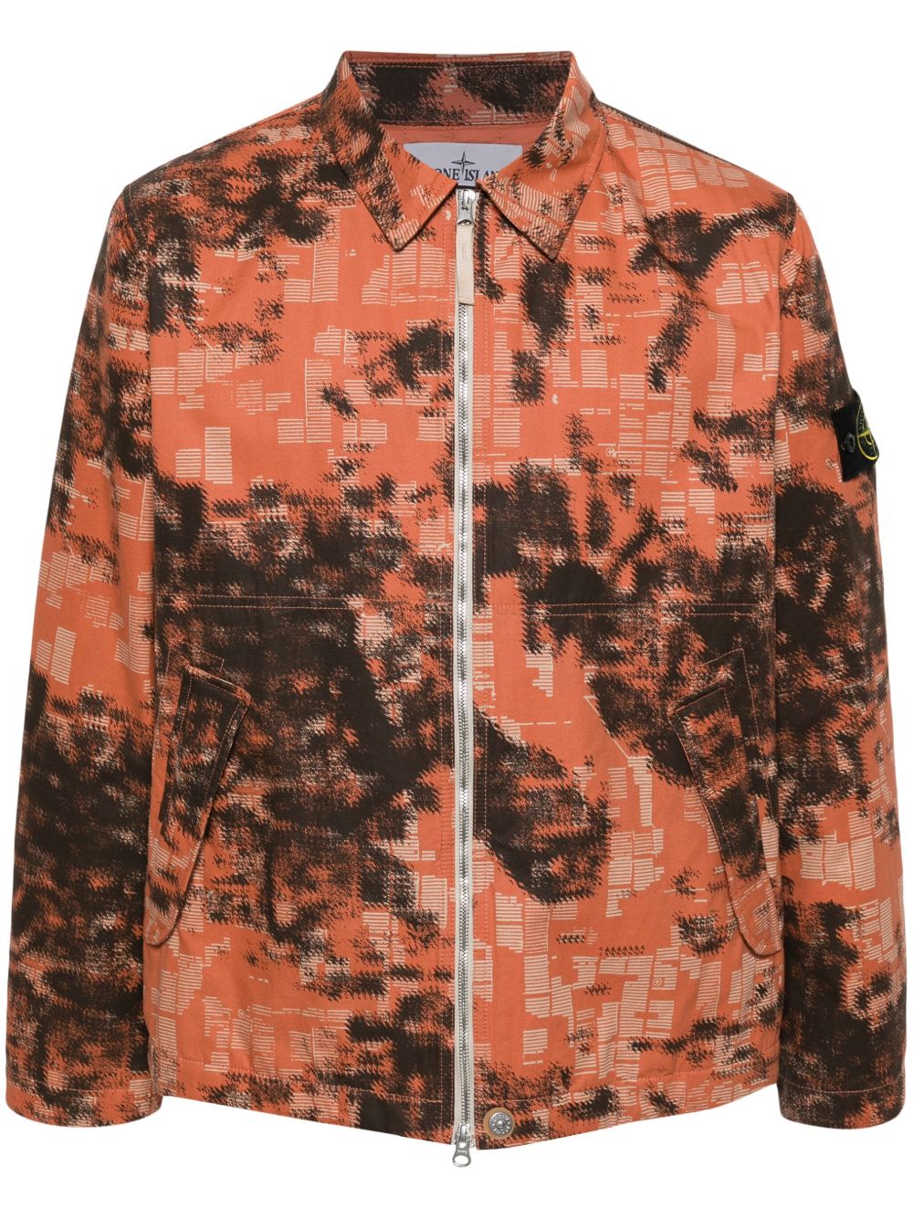 Stone Island 罗盘徽章衬衫式夹克 - 橘色
