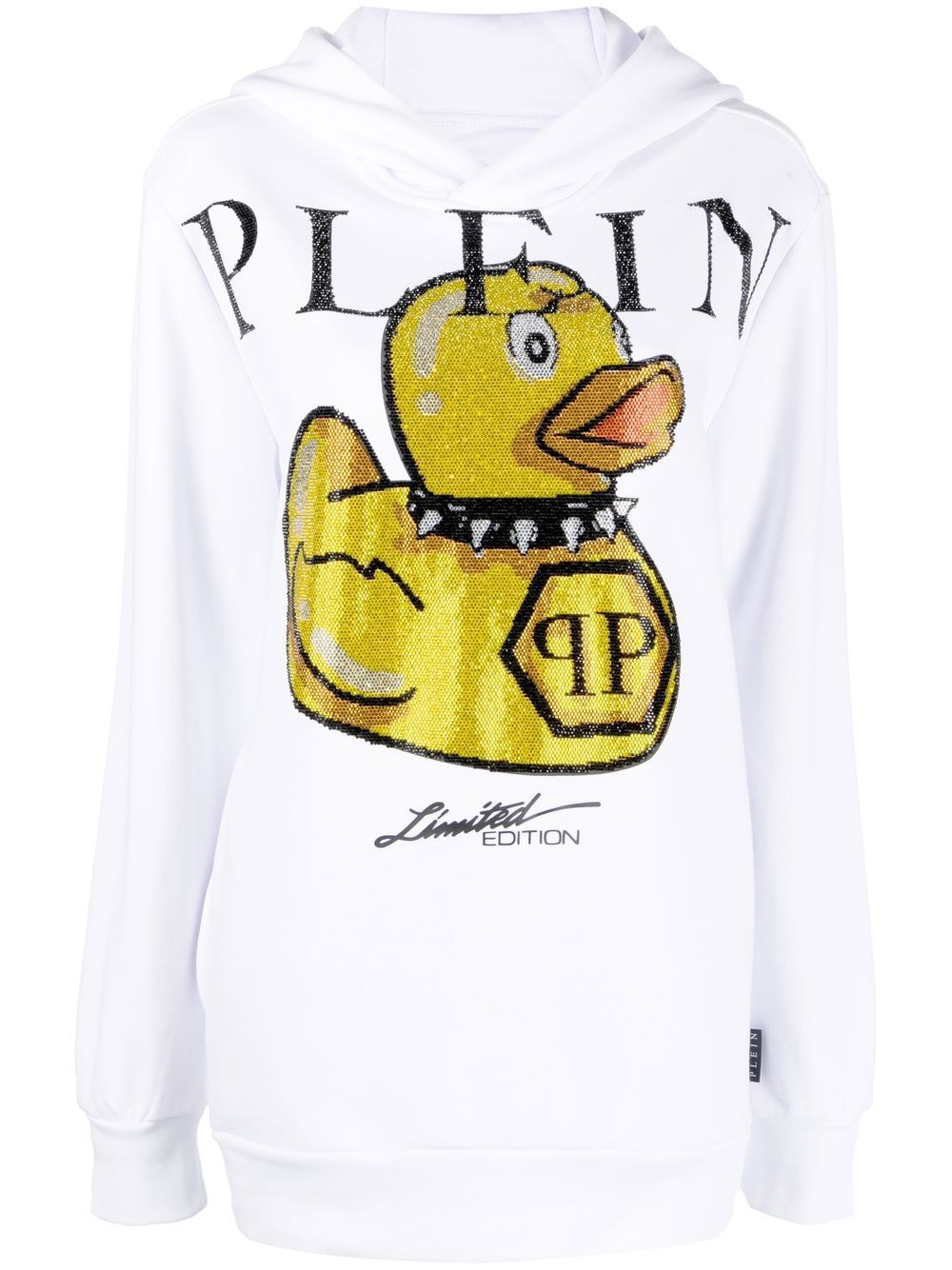 Philipp Plein logo图案印花连帽衫 - 白色