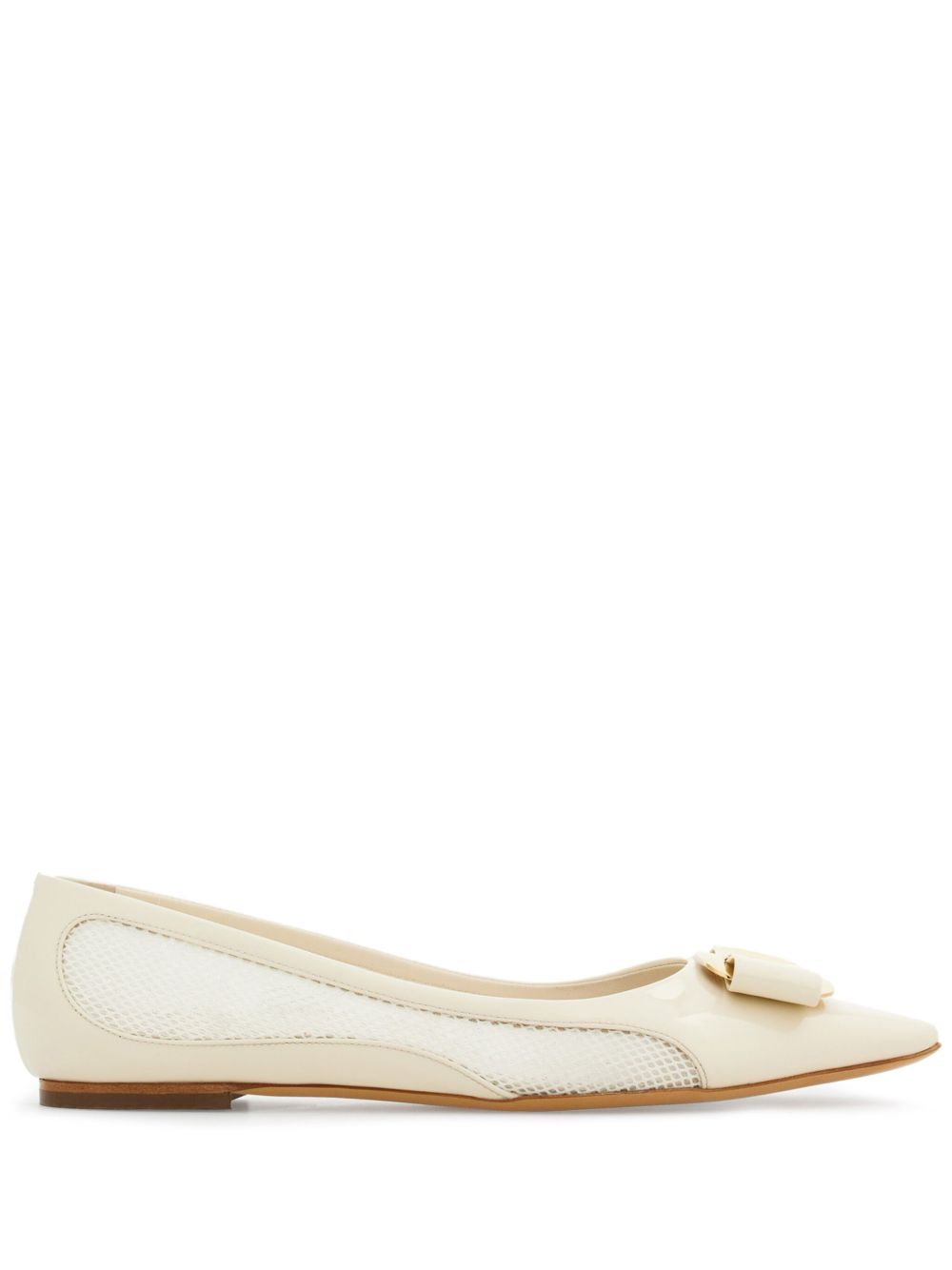 Ferragamo Vara Bow 皮质芭蕾平底鞋 - 白色