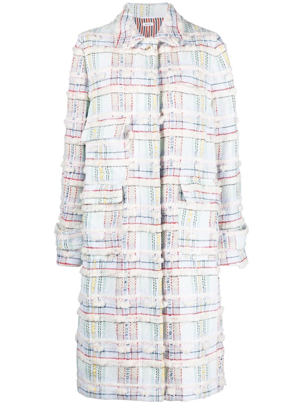 Thom Browne 单排扣粗花呢外套 - 白色
