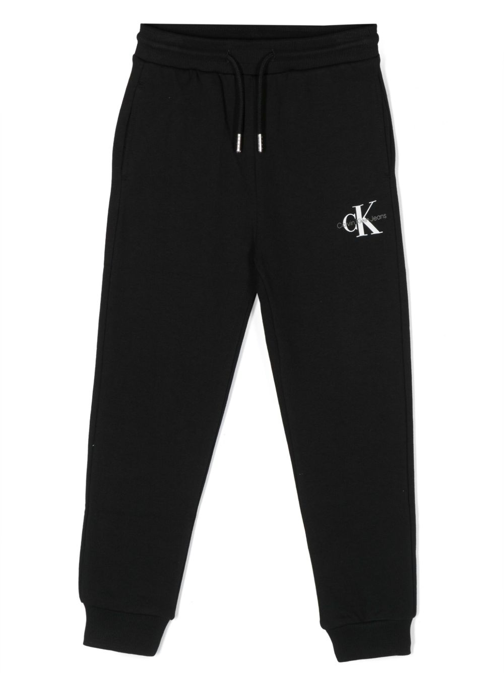 Calvin Klein Kids 正面logo印花运动裤 - 黑色