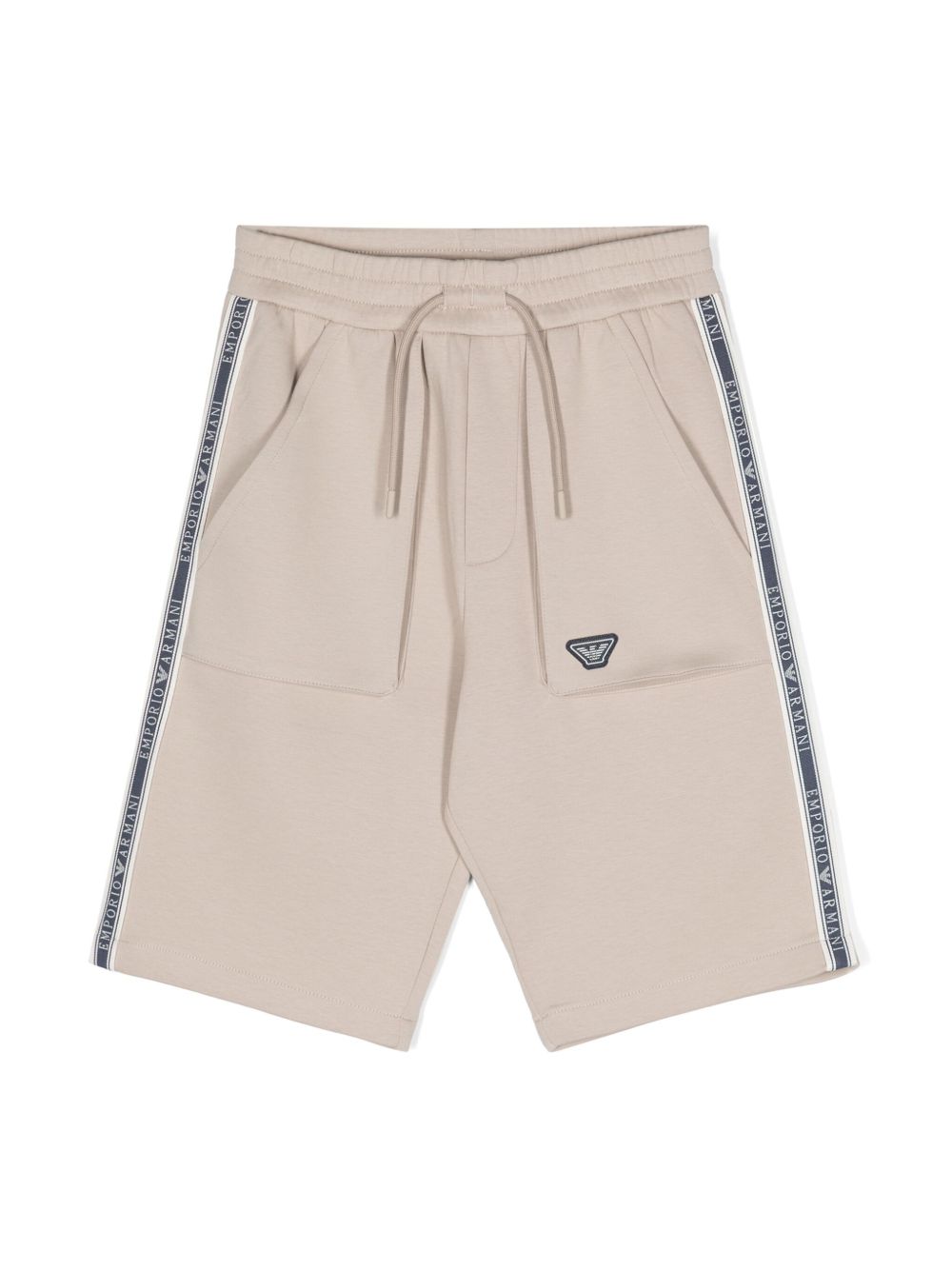 Emporio Armani Kids logo条纹运动短裤 - 中性色