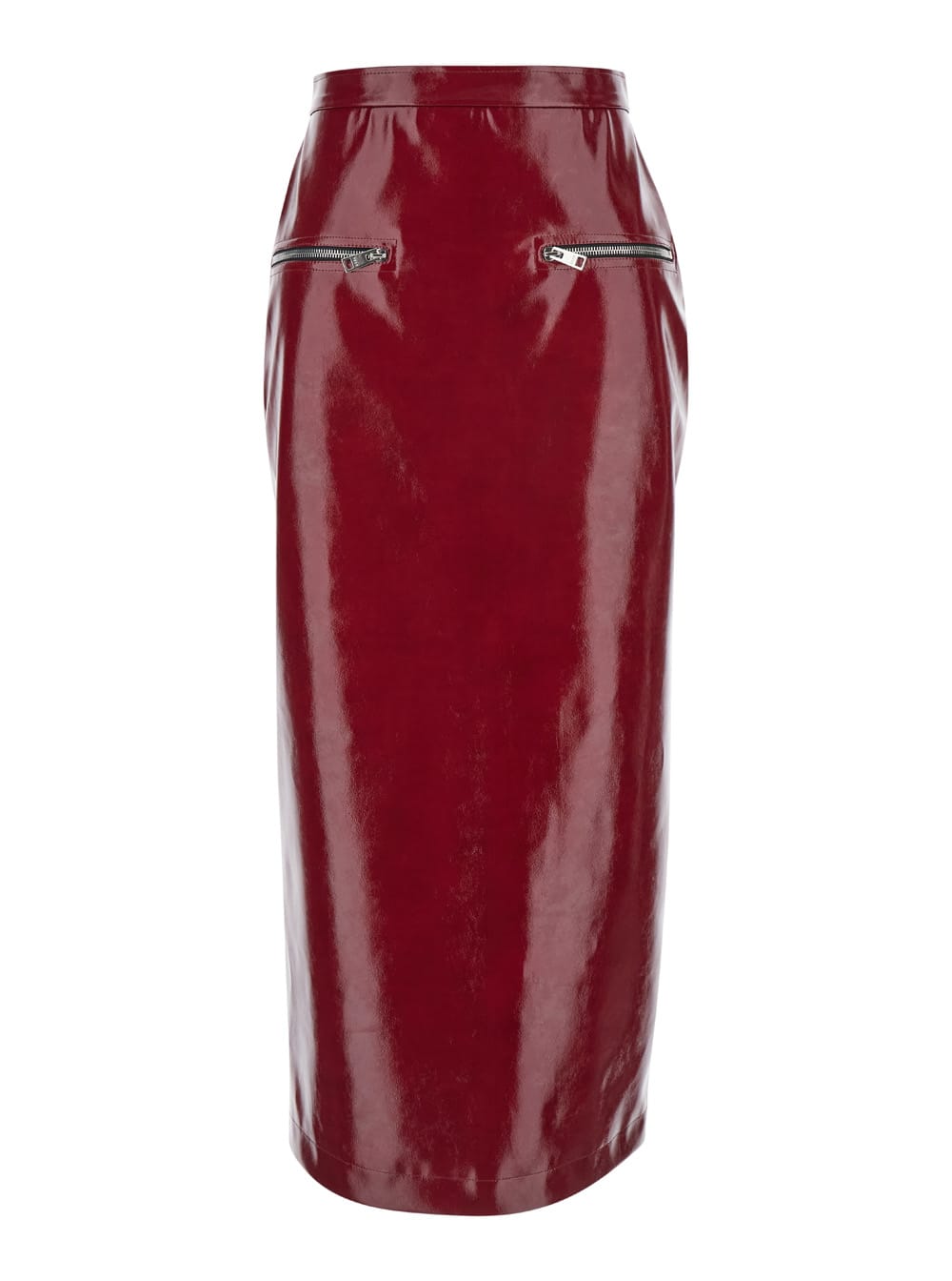 MSGM Rear Slit Zipped Shiny Skirt