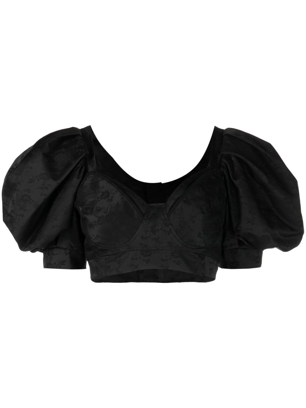 Simone Rocha 花卉印花短款上衣 - 黑色