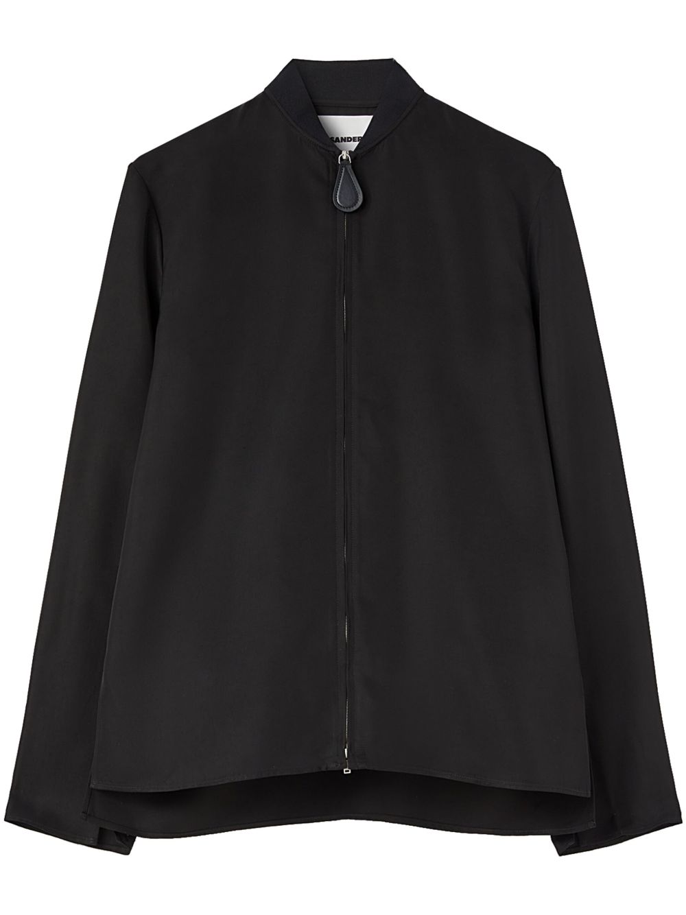 Jil Sander 拉链斜纹布衬衫 - 黑色