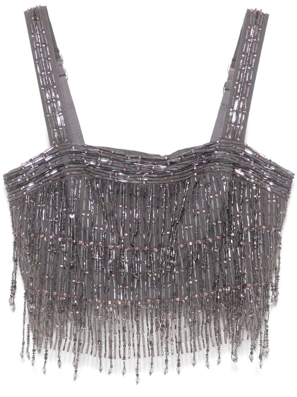 Elisabetta Franchi 珠饰绉纱上衣 - 灰色