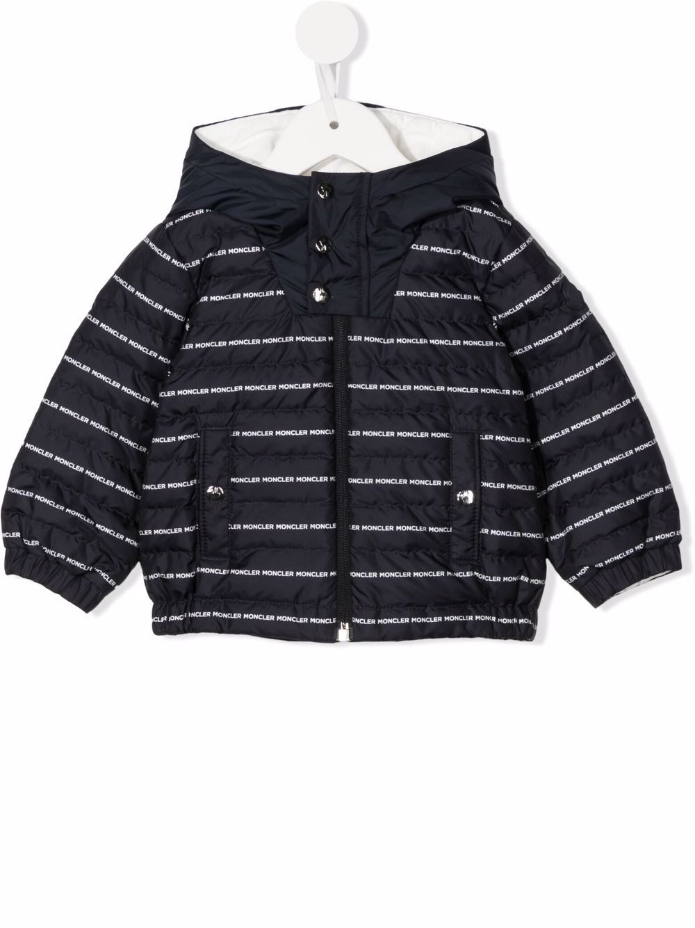 Moncler Enfant 盟可睐 Enfant logo印花连帽绗缝夹克 - 蓝色