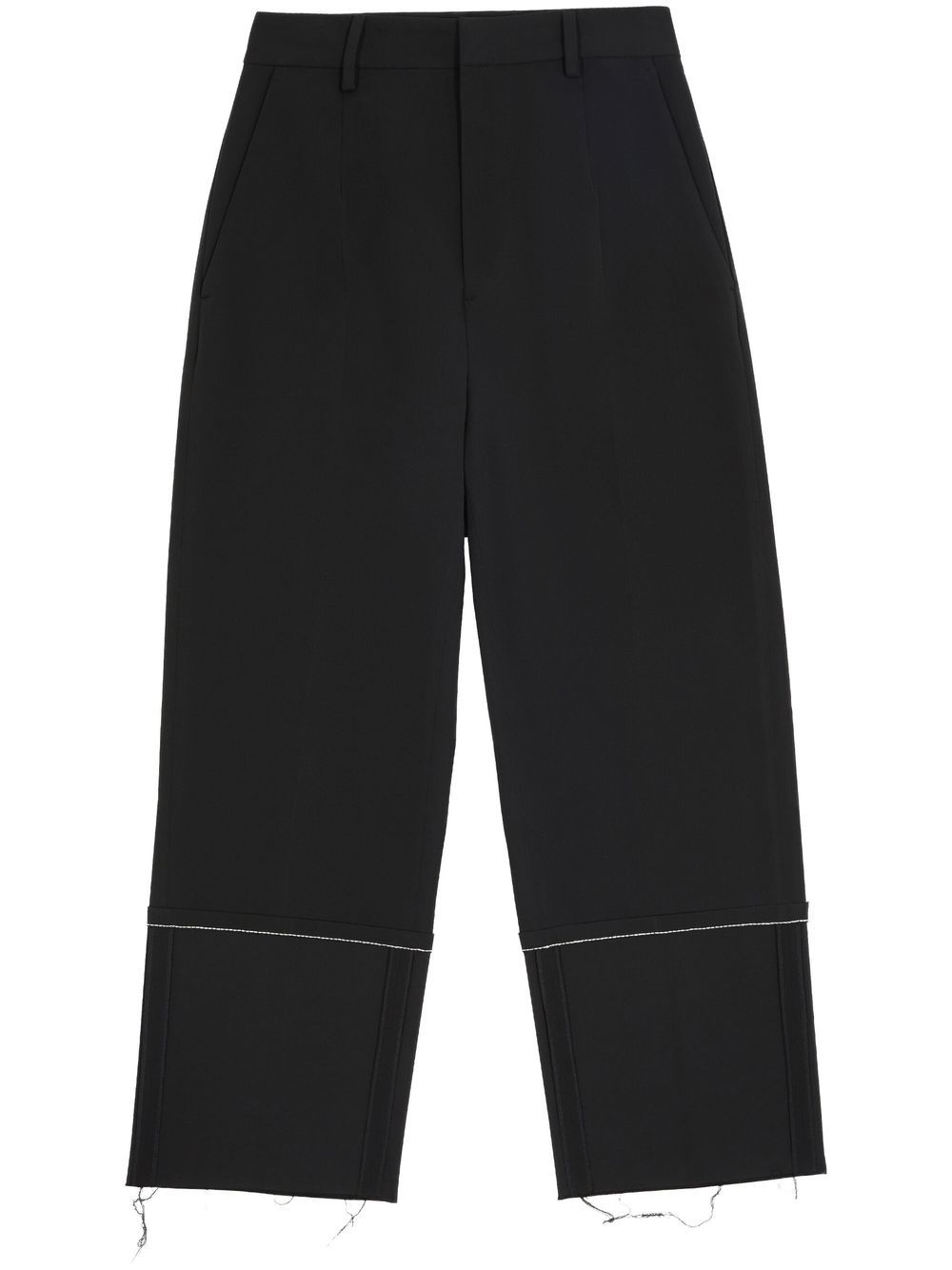 MM6 Maison Margiela 毛边直筒长裤 - 黑色