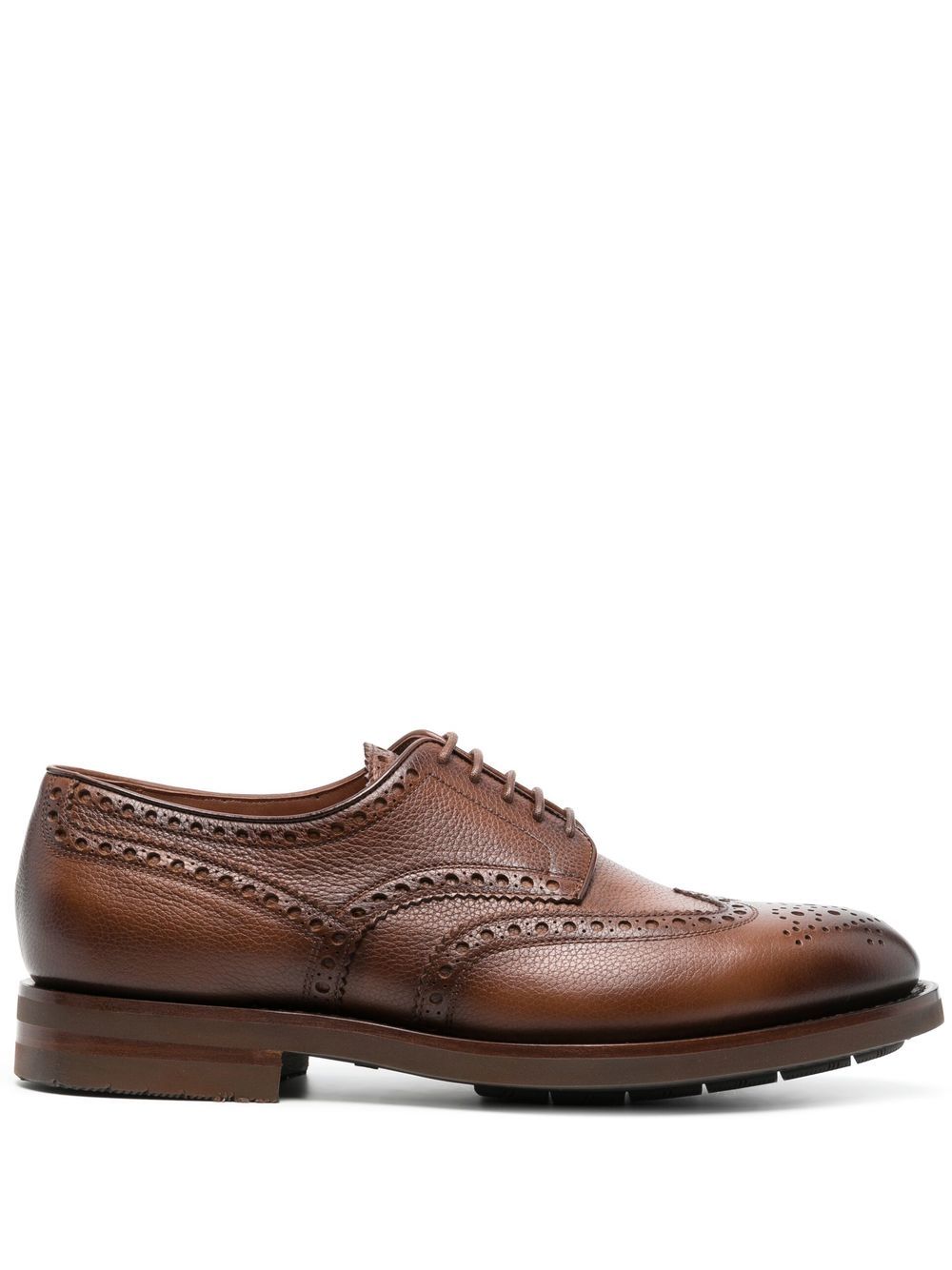 Santoni Derby 皮质布洛克鞋 - 褐色