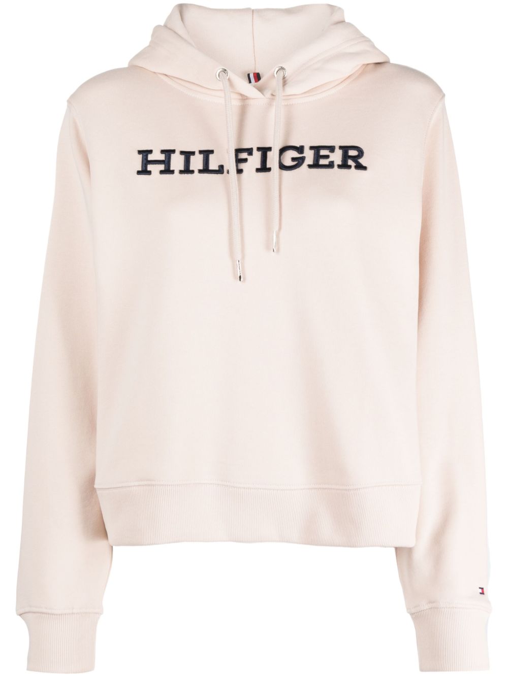 Tommy Hilfiger logo刺绣棉连帽衫 - 中性色