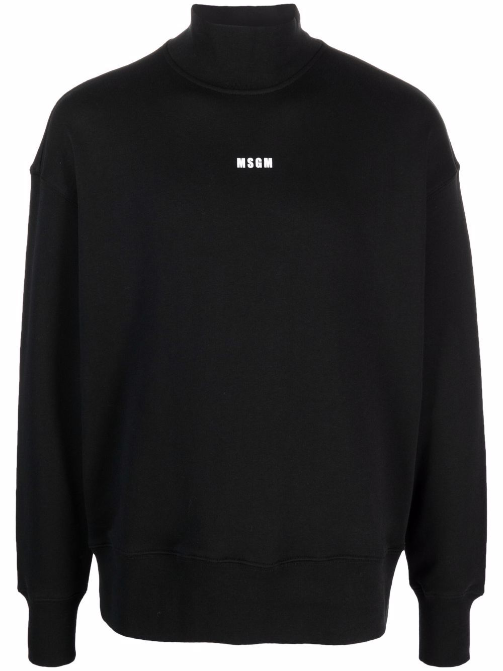 MSGM logo印花高领卫衣 - 黑色