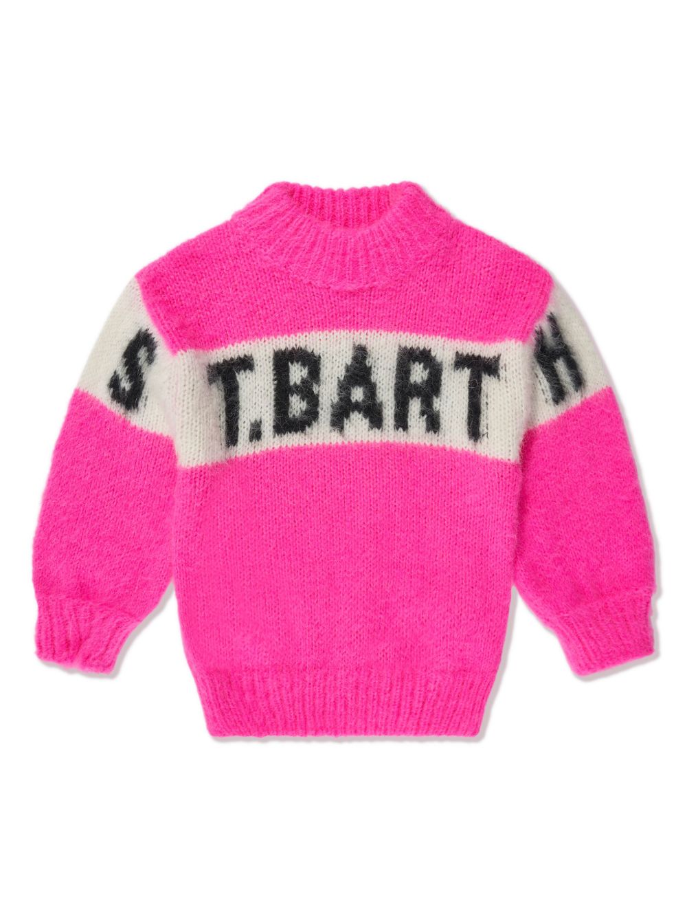 MC2 Saint Barth Kids 嵌花针织企领毛衣 - 粉色