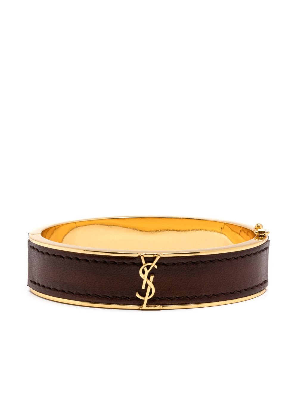 Saint Laurent Cassandre logo皮质细节手链 - 金色
