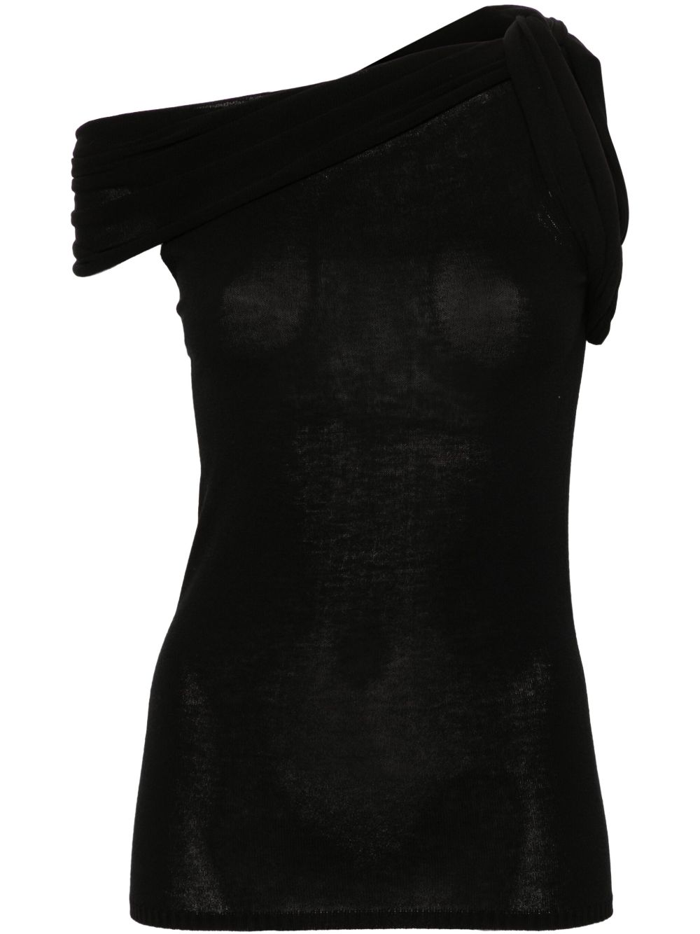 Rick Owens 旋褶细节针织上衣 - 黑色