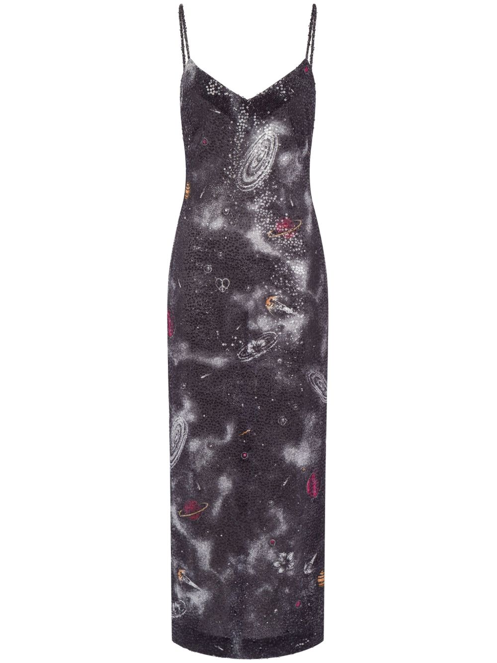 MOSCHINO JEANS Astral 图案超长连衣裙 - 灰色