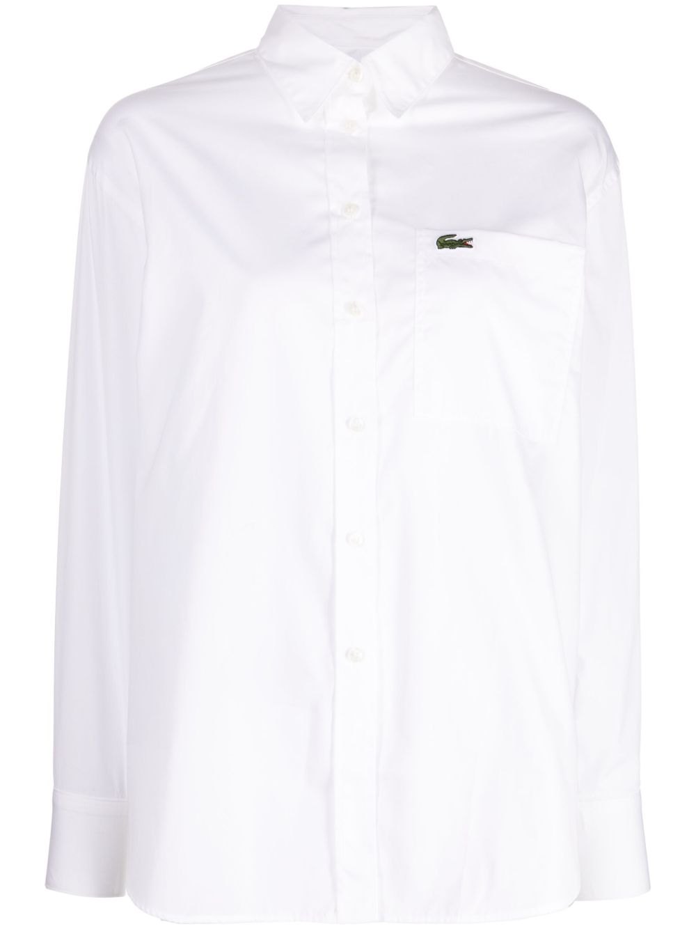 Lacoste logo贴花棉衬衫 - 白色