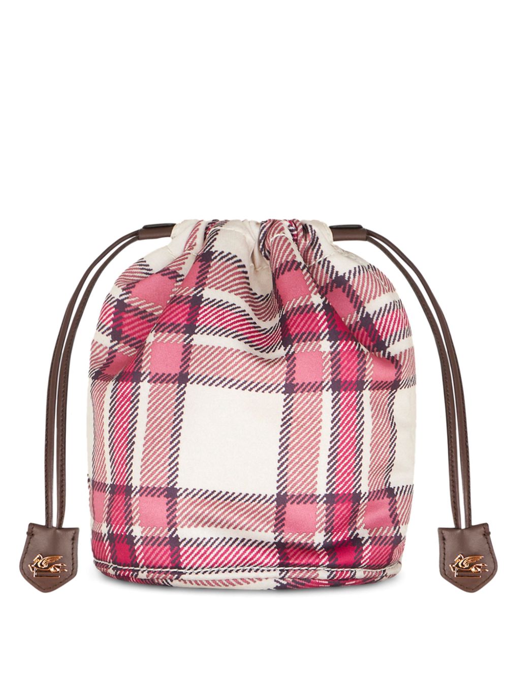 ETRO logo标牌格纹水桶包 - 粉色