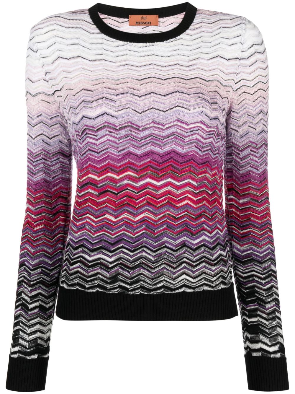 Missoni Z字形图案编织圆领毛衣 - 白色