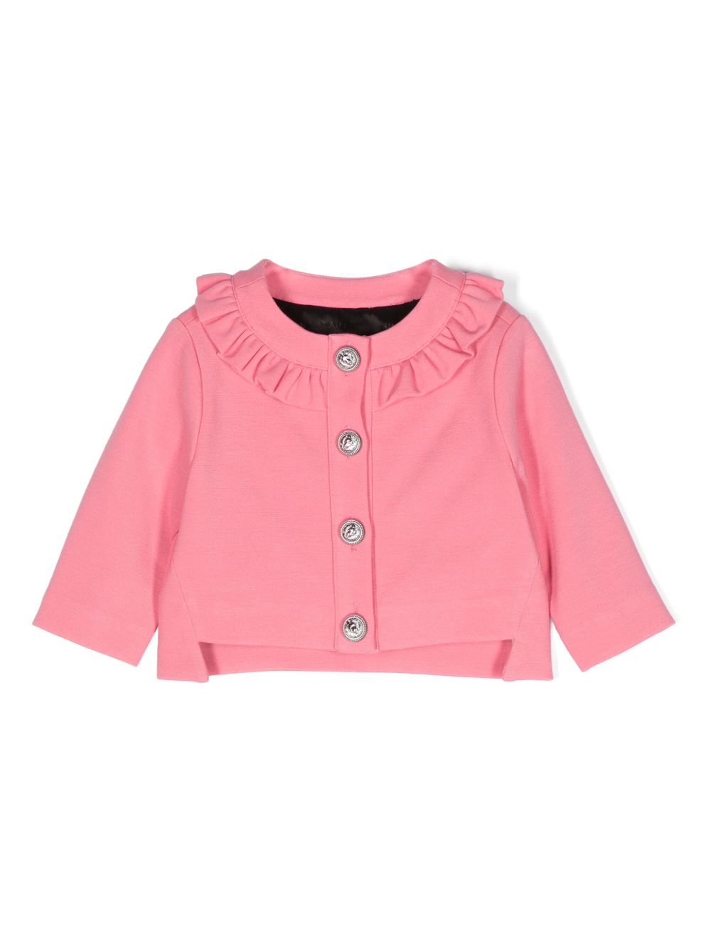 Balmain Kids Coin 雕刻荷叶边夹克 - 粉色